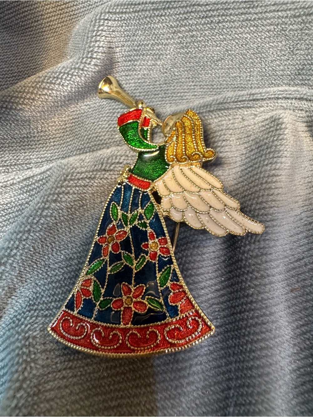 Macy's Multicolor Angel Brooch in Blue, Red, Green & Gold